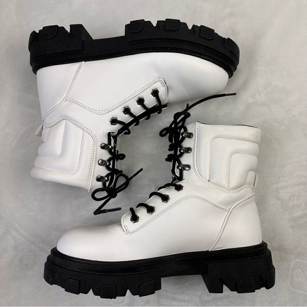 Yoki white combat boots size 10 - Picture 2 of 10